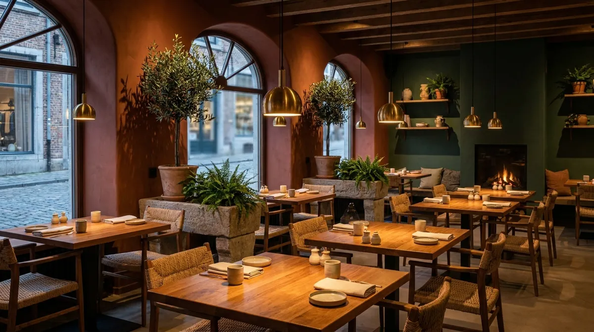Beispiel einer von liyoli erstellten Restaurant-Website — gemütlicher Gastraum des Musterbetriebs Goldene Gabel